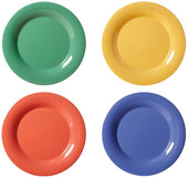 GET Enterprises Diamond Mardi Gras Melamine Assorted Color Wide Rim Plate, 7.5 inch -- 48 per case