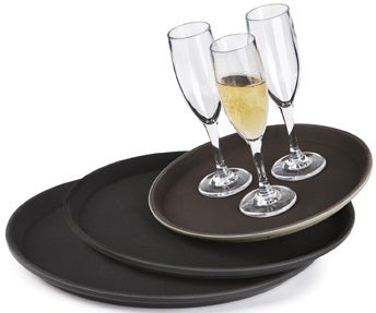 GET Enterprises Polypropylene Black Round Non Skid Tray, 14 inch -- 12 per case