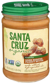 Santa Cruz Organic Crunchy Dark Roasted Peanut Butter, 16 Ounce -- 6 per case