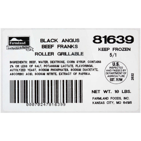 Farmland Gold Medal Black Angus Frank, 10 Pounds