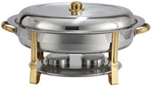 Winco Malibu Stainless Steel Gold Accent Oval Chafer, 6 Quart