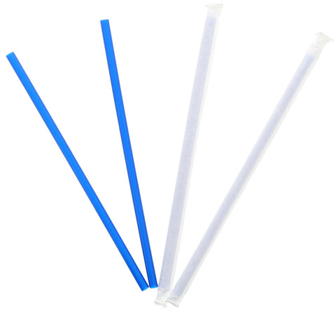 Amercare 9 inch Paper Wrapped Blue Straw, 300 count per pack -- 4 per case