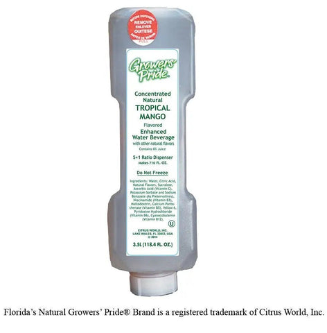 Floridas Natural Growers Pride Concentrate Mango Enhanced Water Beverage, 3.5 Liter -- 3 per case.