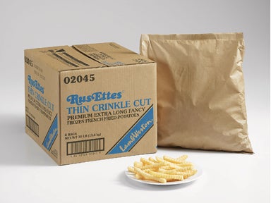 Lamb Weston Rus Ettes Idaho Shield Thin Crinkle Cut Potato French Fry, 5 Pound -- 6 per case.
