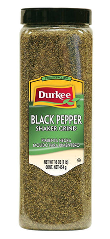 Durkee Shaker Grind Black Pepper - 16 oz. container, 6 per case