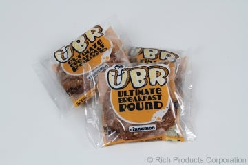 Rich Products Corporation Ultimate Baked Breakfast Round - Individually Wrapped, 2.2 Ounce -- 126 per case.