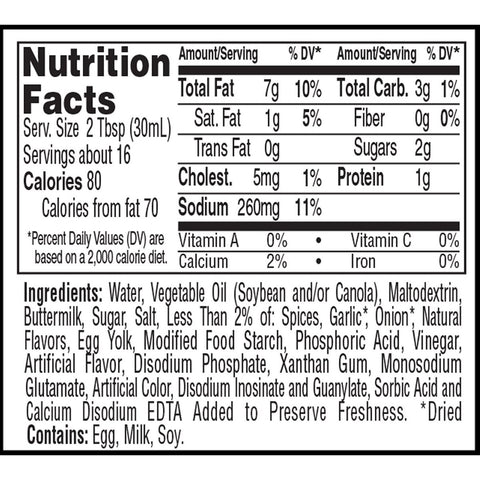 Hidden Valley Light Original Ranch Dressing, 16 Fluid Ounce -- 6 per case
