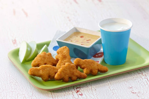 Perdue Farms Fully Cooked Breaded Dino Shaped Chicken Breast Nuggets, 5 Pound Bag -- 2 per case.