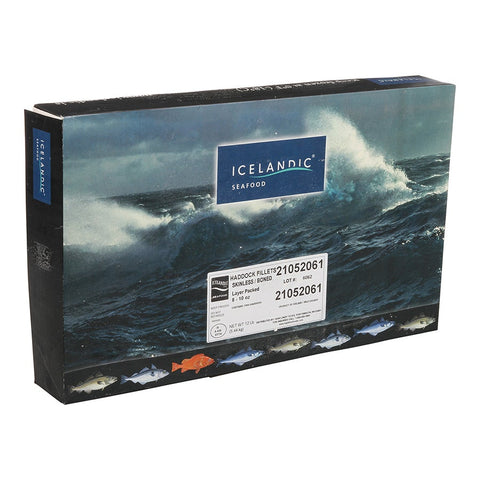 Frozen At Sea White and Flaky Haddock Fillet, 8 to 10 Ounce of Varies Pieces Per Bag, 12 Pound -- 4 per case.
