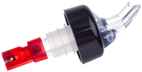 Tablecraft Clear Spout Red Tube Proper Pourer, 1 Ounce -- 12 per case