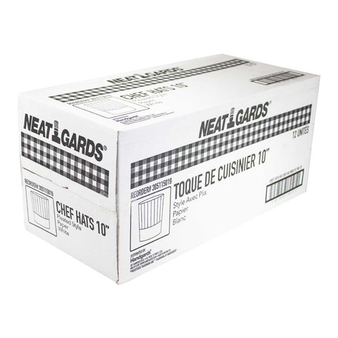 NeatGards White Wide Pleat Disposable Paper Chef Hat, 10 inch -- 12 per case.