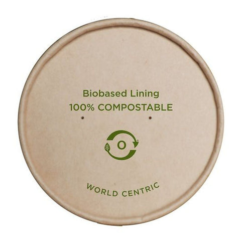 World Centric Kraft 12 to 32 Ounce Paper Bowl Lid Only - 25 per pack -- 20 packs per case