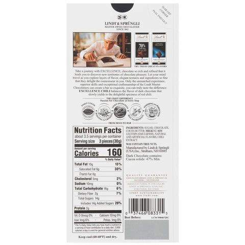 Excellence Chili Dark Chocolate Bar, 3.5 Ounce -- 144 per case