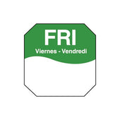 Daymark MoveMark Octagonal Trilingual Day of Week Removable Label - Friday, 1 inch -- 12 rolls per case.
