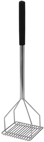 Winco Square Potato Masher with Chrome Plated Wooden Handle, 5.25 x 24 inch -- 12 per case