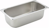 Winco 25 Gauge Stainless Steel Third Size Straight Sided Steam Pan, 4 inch -- 12 per case
