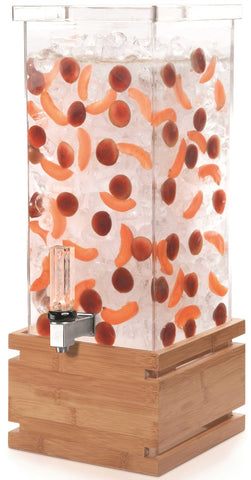 Rosseto Square Beverage Dispenser with Bamboo Base, 4 Gallon
