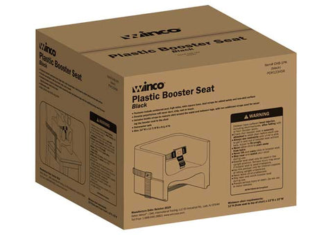 Winco Black Plastic Single Sided Booster Seat with 3 Way Strap, 12 x 11 7/8 x 9 1/4 inch