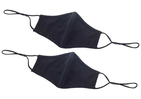 Winco Signature Chef Black Medium/Large 2 Ply Cotton Reusable and Adjustable Face Mask - 2 pieces per pack -- 250 packs per case