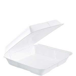 Dart Performer White Large EPS Hinged Container, 9.5 x 9.3 x 3 inch -- 200 per case
