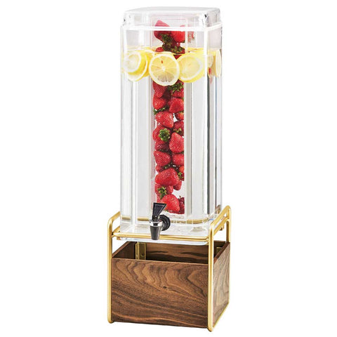 Cal Mil Brass Mid Century Square Beverage Dispenser with Infusion Chamber, 8.25 x 10 x 24 inch.