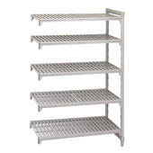 Cambro Brushed Graphite Basics Plus 5 Shelf Add-On Units Solid Shelves, 18 x 36 x 84 inch.