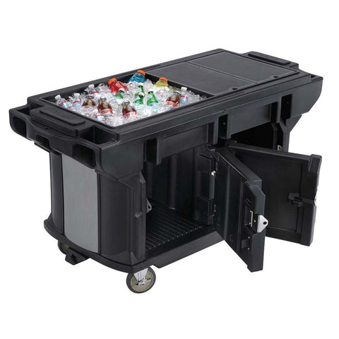 Cambro Ultra Series Black Versa Work Table with Storage and Standard Casters, 5 Feet.