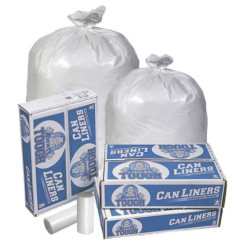 Pitt Plastics Mighty Tough White Star Perforated Coreless Roll Can Liner 42.5x48, 56 Gallon -- 100 per case.