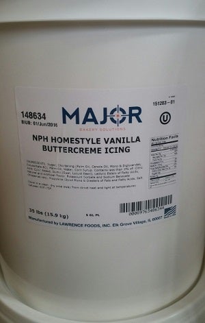 Lawrence Foods Homestyle Vanilla Buttercreme Icing, 35 Pound.