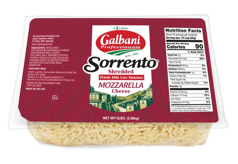 Galbani Professionale Whole Milk Low Moisture Mozzarella Provolone Parmesan and Romano Shredded Cheese, 5 Pound -- 6 per case