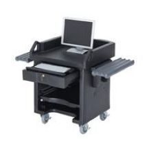 Cambro Black Versa Cart with Dual Tray Rails and Standard Casters, 52 3/4 x 32 1/4 x 43 inch.