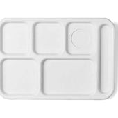 Cambro Sherwood Green Camwear 6 Compartment School Tray, 14 1/2 x 10 x 3/4 inch -- 24 per case.