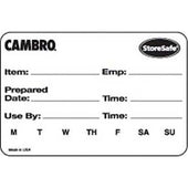 Cambro StoreSafe 3 x 2 inch Food Rotation Label - Bulk Dispenser Pack, 250 labels per roll -- 24 rolls per case.