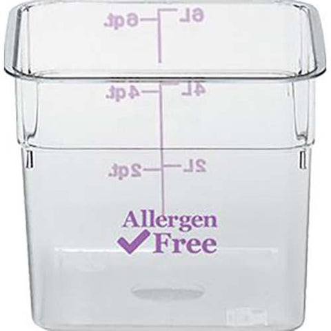 Cambro Camwear CamSquares Polycarbonate Allergen Free Purple Food Storage Container, 6 Quart -- 6 per case.