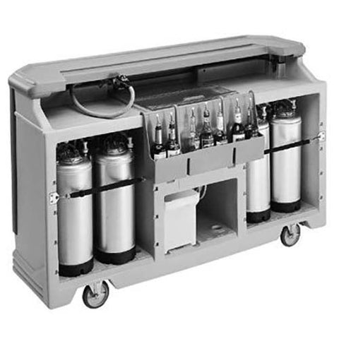 Cambro Two Tone Brown Mahogany Standard Style Complete Large Portable Beverage Bar CamBar, 72 3/4 x 26 x 48 inch.