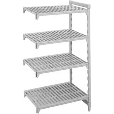 Cambro Brushed Graphite Basics Plus 4 Shelf Add-On Units Vented Shelves with 3 Vented Plus 1 Solid, 18 x 30 x 72 inch.
