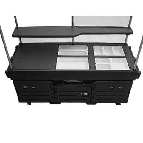 Cambro Granite Gray CamKiosk Cart with 4 Countertop Food Pan Wells, 85 1/8 x 94 x 33 1/2 inch.