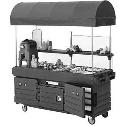 Cambro Kentucky Green CamKiosk Cart with 4 Countertop Food Pan Wells, 85 1/8 x 94 x 33 1/2 inch.
