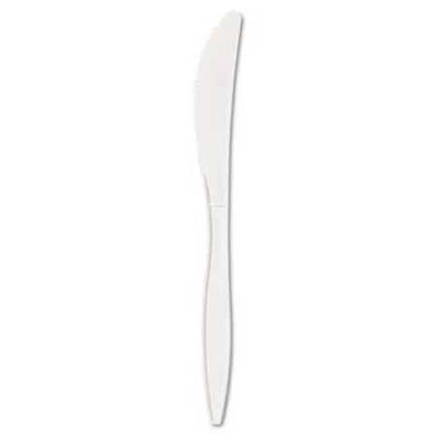 Boardwalk Mediumweight Polypropylene Cutlery, Knife, White, 1000/Carton