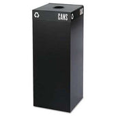 Safco Public Square Recycling Container, Square, Steel, 37gal, Black