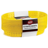 Tablecraft Cash and Carry Plastic Chicago Oval Red Basket, 10 1/2 x 7 x 1 1/2 inch -- 3 pack per case.