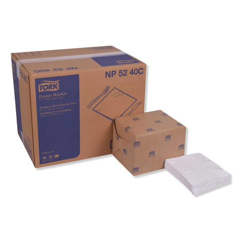 Tork 2 Ply White Advanced Dinner Napkin, 15 x 16.25 inch - 375 per pack -- 8 packs per case