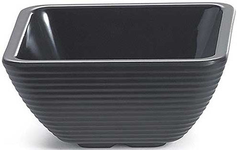 Tablecraft Melamine Black Square Ribbed Ramekin, 3 Ounce -- 12 per case.