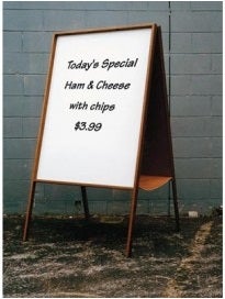 American Metalcraft Plain Rubber Wood Medium Sandwich Board, 21 1/2 x 2 1/4 x 33 1/2 inch.