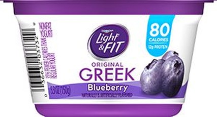 Light and Fit Blueberry Greek Nonfat Yogurt, 5.3 Ounce -- 12 per case.