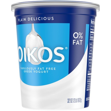 Oikos Plain Nonfat Greek Yogurt, 32 Ounce -- 6 per case.