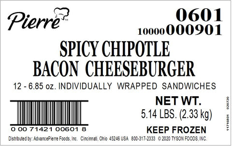 Sandwich Jumbo Chipotle Bbq Bacon Cheeseburger 6.85 Oz 0601