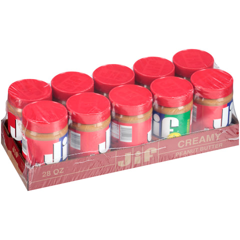 Jif Creamy Peanut Butter, 28 Ounce -- 10 per case.