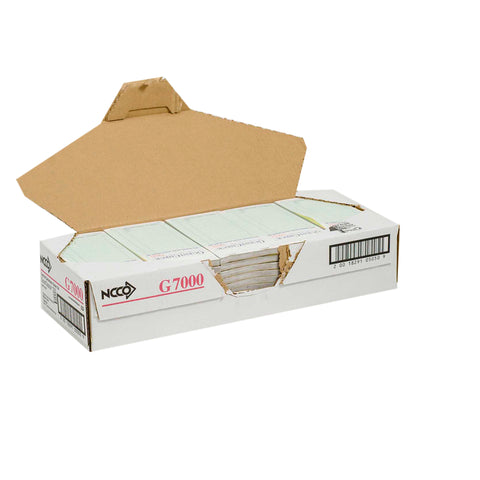 National Checking Company Carbonless Guest Check Paper - 2 Part Green, 17 Line, 3.4 x 6.75 inch -- 2500 per case.