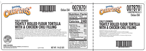 Tyson Chili Chicken Crispitos, 3.25 Ounce -- 72 per case.